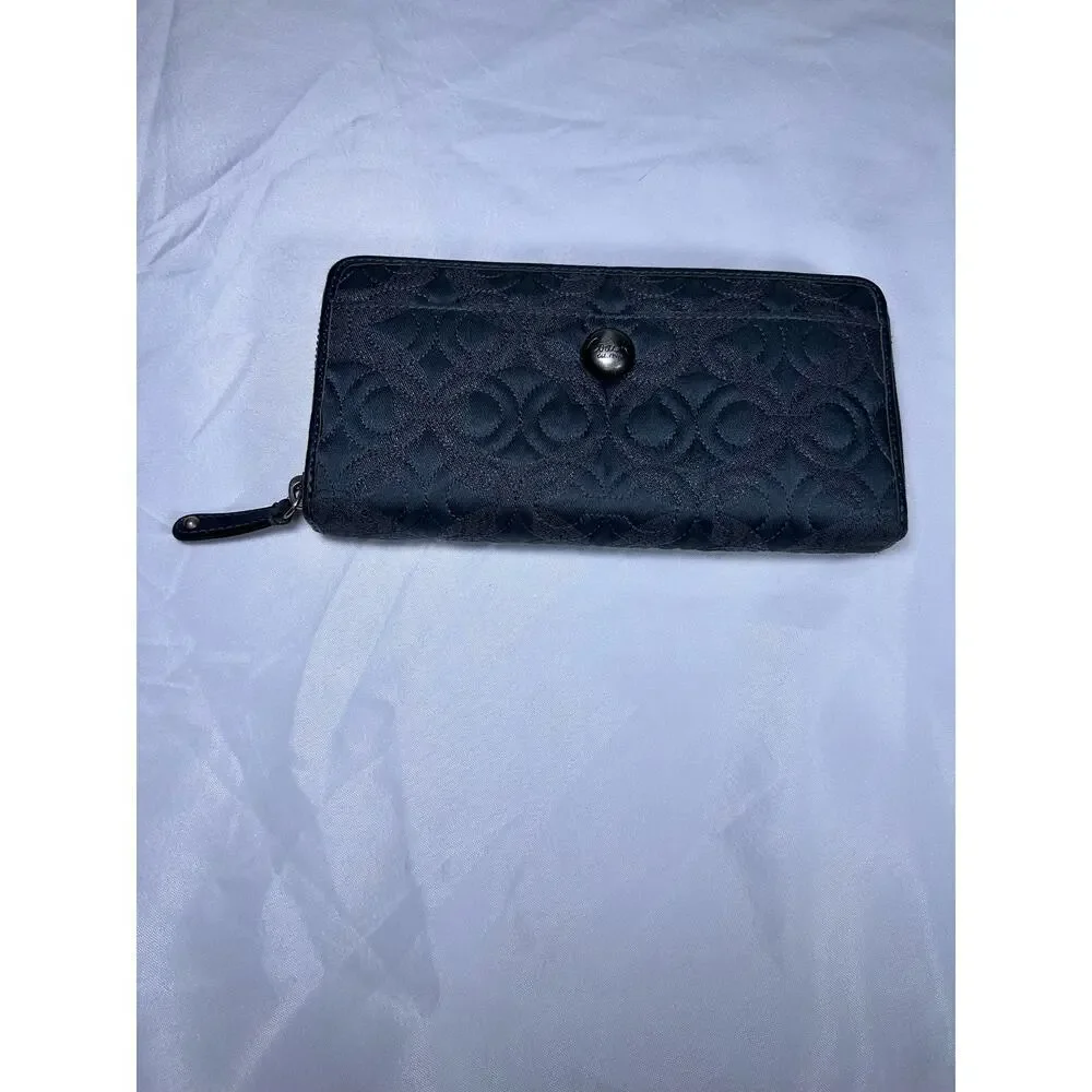 Coach Dark Gray Quilted Zip Around Accordion Wallet - Picture 1 of 6